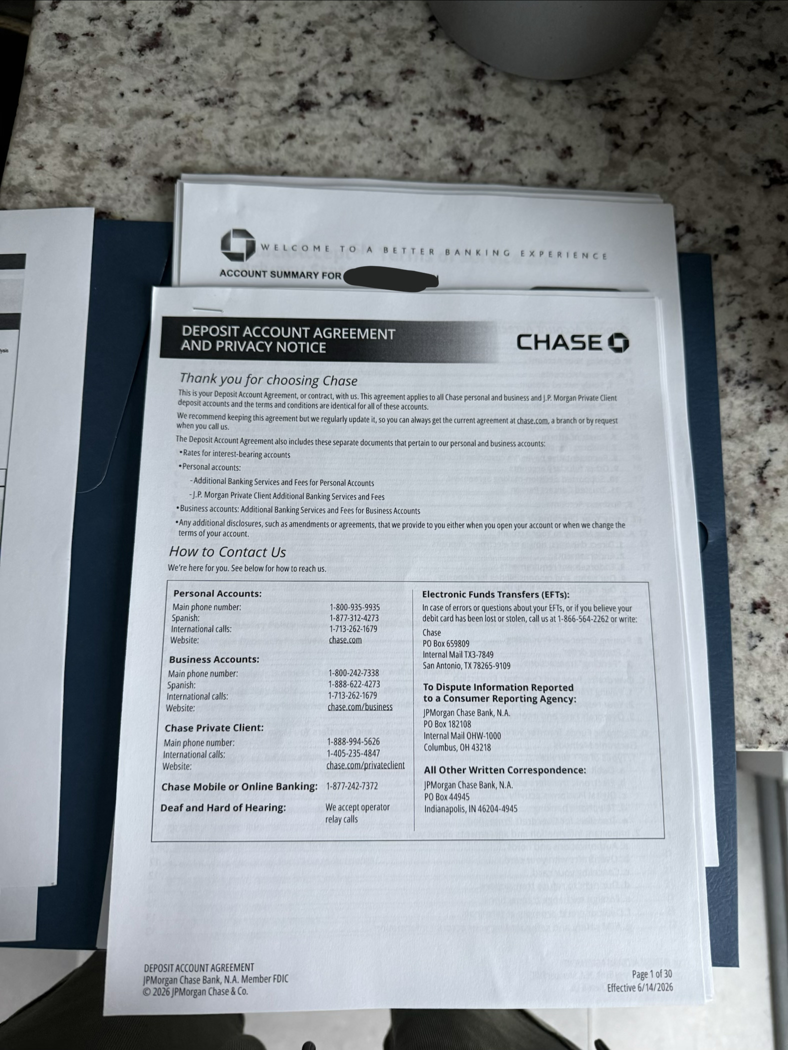 Application Chase — Aperçu du compte