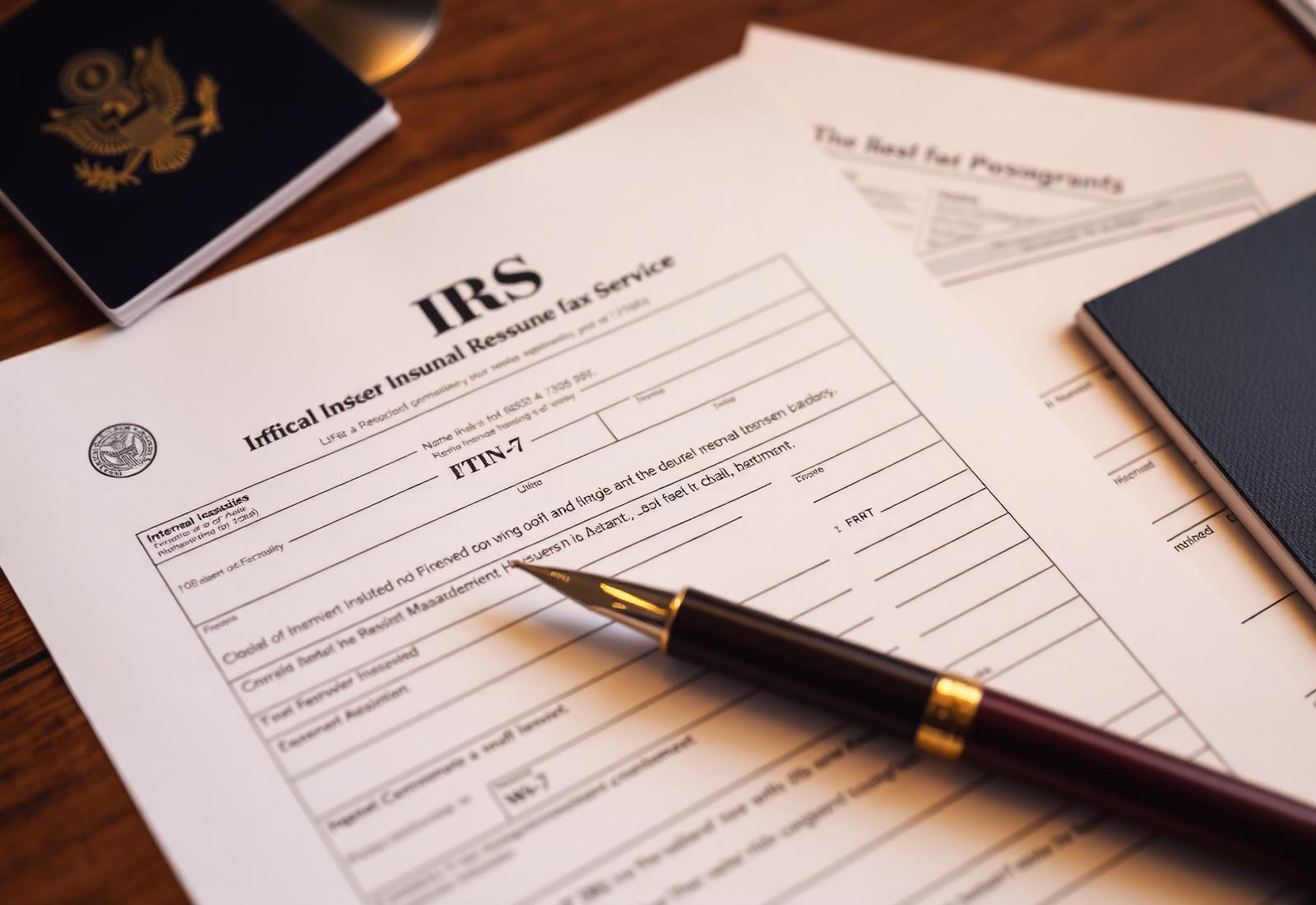 Formulaire ITIN W-7 de l'IRS avec passeport